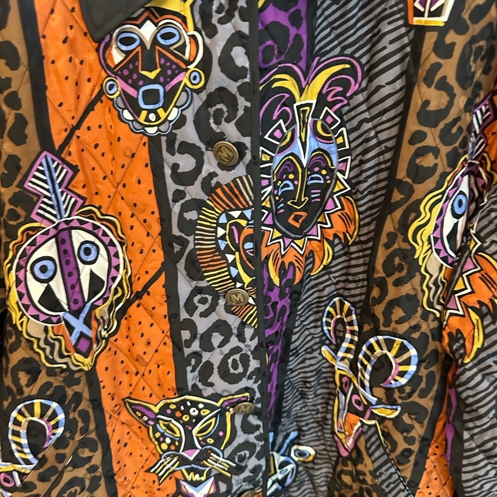 NWT BOB MACKEY 3X Silk Aztec colorful woman art 2 wear animal print jacket - Picture 5 of 15